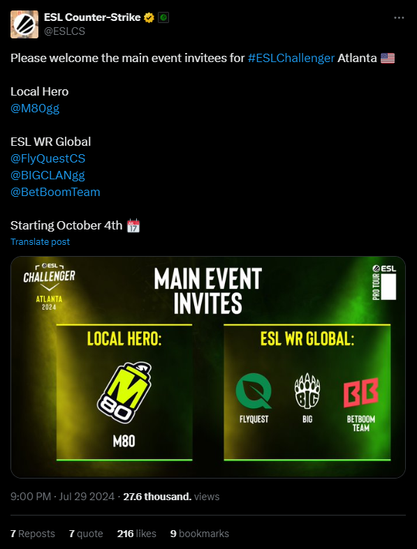 ESL представляет список приглашенных на предстоящий CS2 ESL Challenger Atlantan — изображение 2