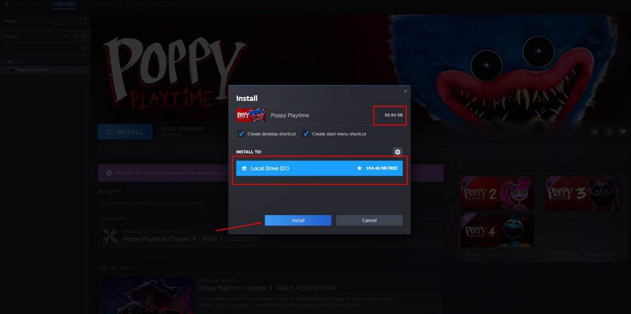 Установите игру