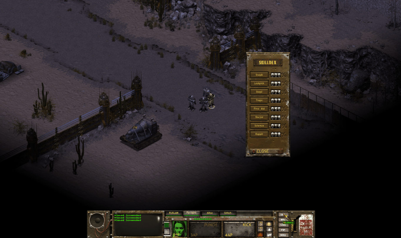 Fallout Tactics скиллдекс