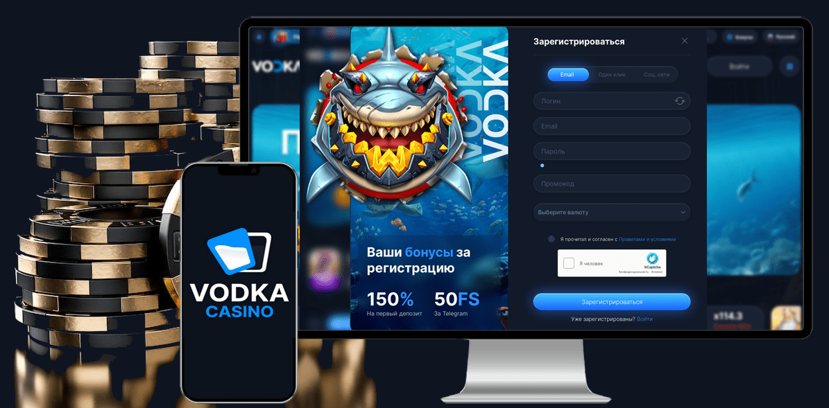 Регистрация и вход в Vodka casino