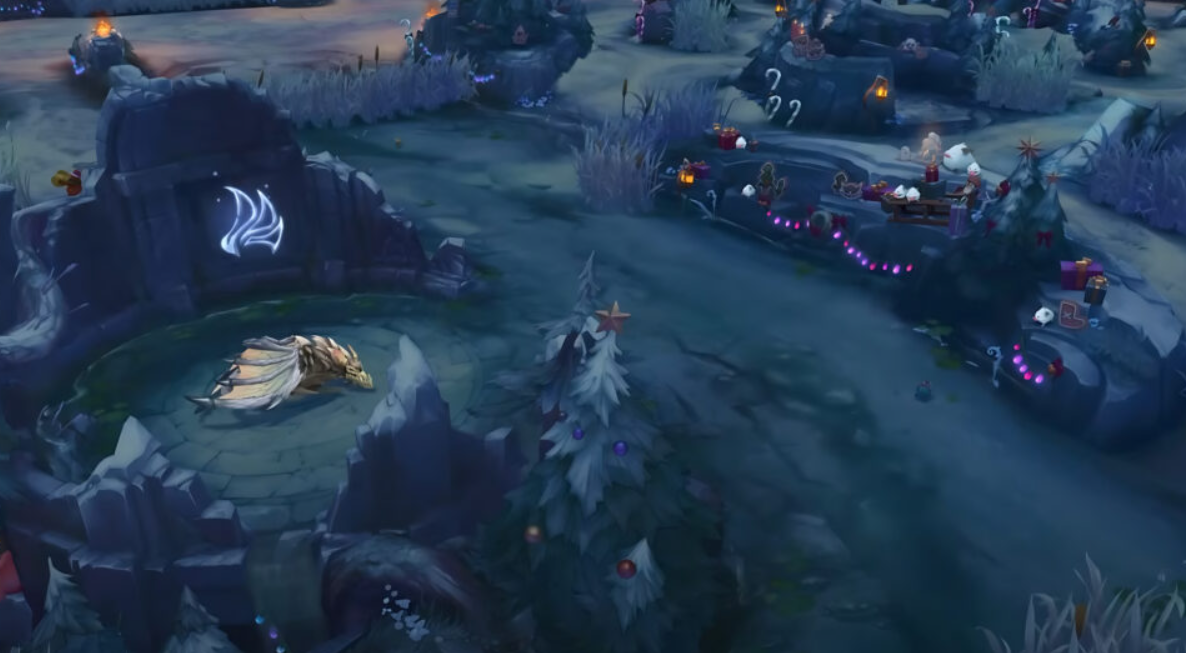 Карта, покрытая снегом, с праздничными украшениями, вернется в League of Legends.