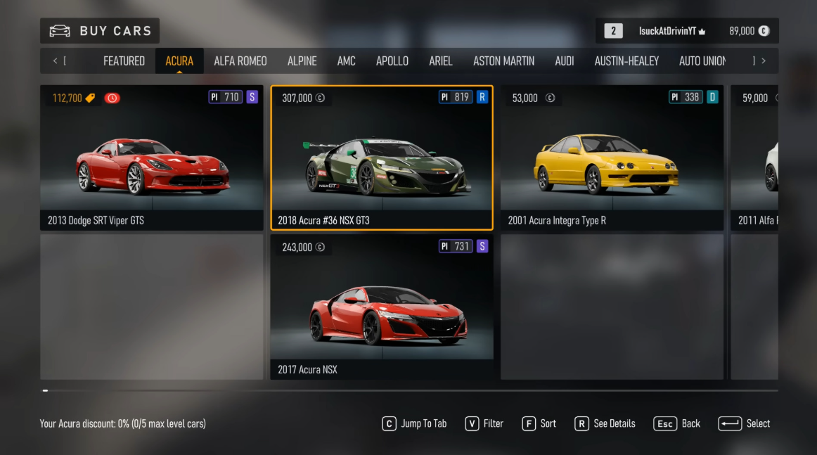 Торговля в пользовательском интерфейсе Forza Horizon