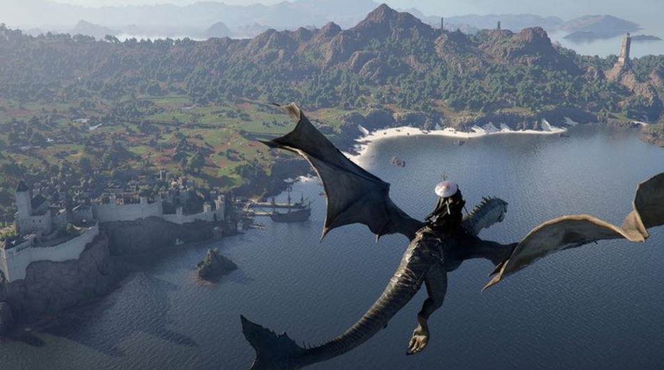 Огненная атака летающего дракона