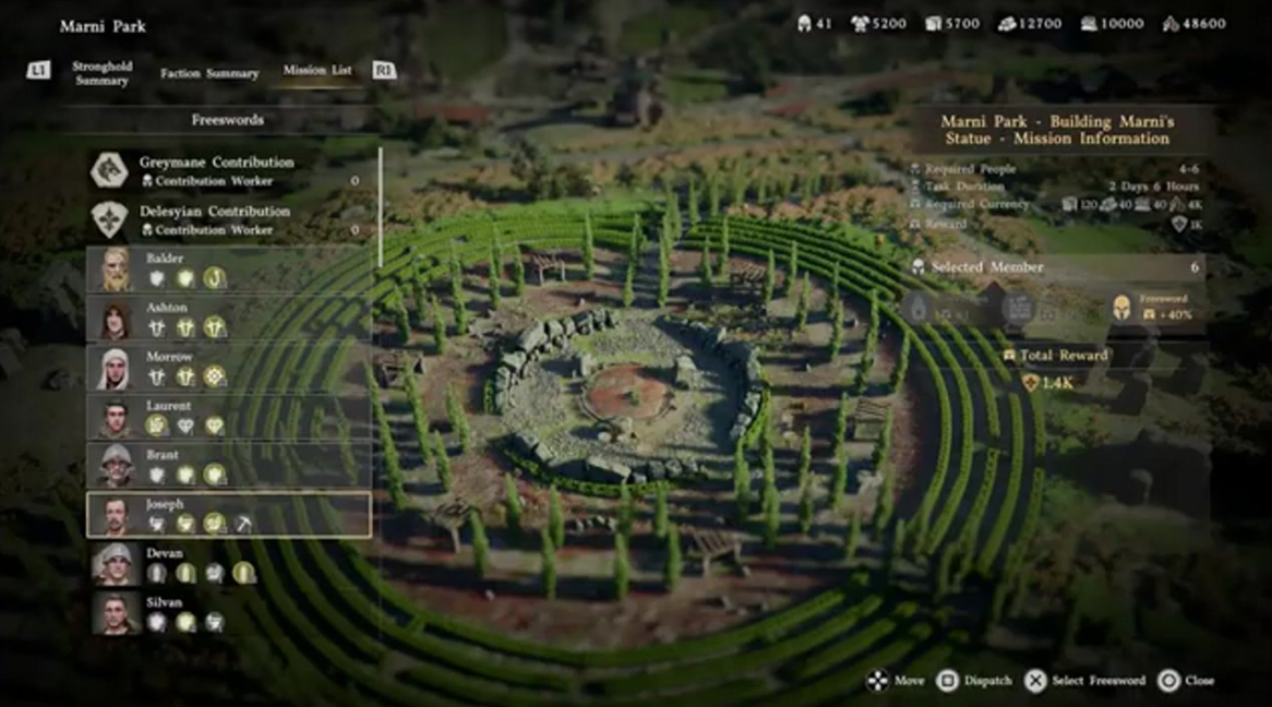 Экран системы отправки наемников