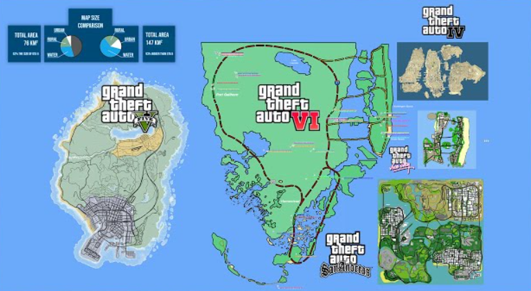 GTA 6 карта: точный размер 125+ км², сравнение с GTA 5 и дата выхода — изображение 2